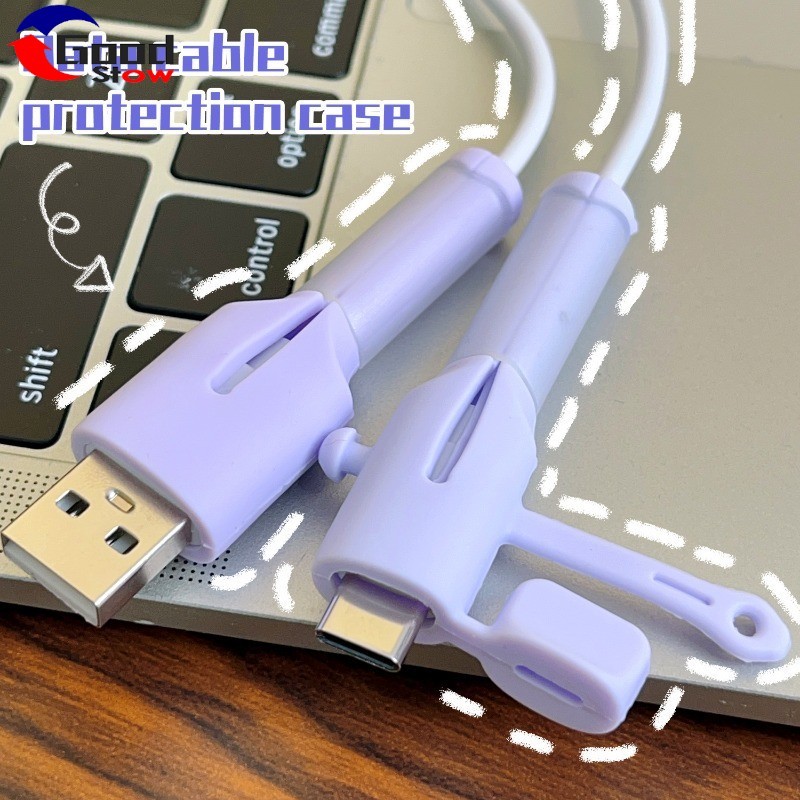 [3ค&อัตโนมัติ]-1-2ชุด ยูเอสบี ตัวป้องกันสายเคเบิล หุ่นยนต์ -ฝาครอบป้องกันหัวชาร์จ-ปลอกสายชาร์จ-ซิลิโคนพลาสติกป้องกันการดัด-ตัวจัดพอร์ตสายโทรศ