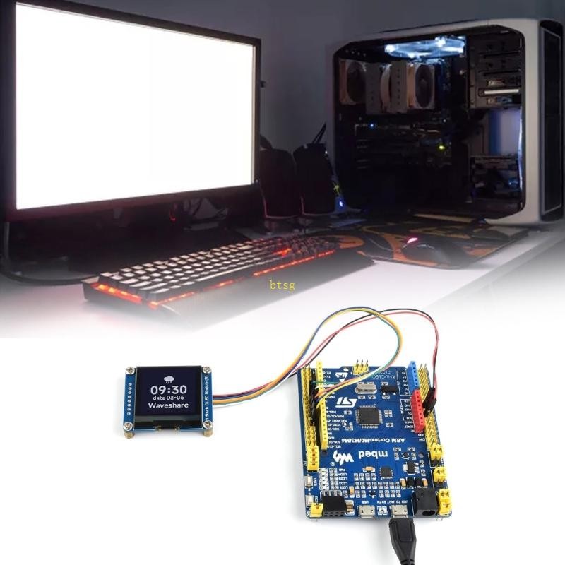 Btsg 1 5 นิ้วโมดูล OLED 128 128 ความละเอียด SPI I2C การสื่อสารหน้าจอแสดงผลสีดําและสีขาว SH1107 ไดร์เ