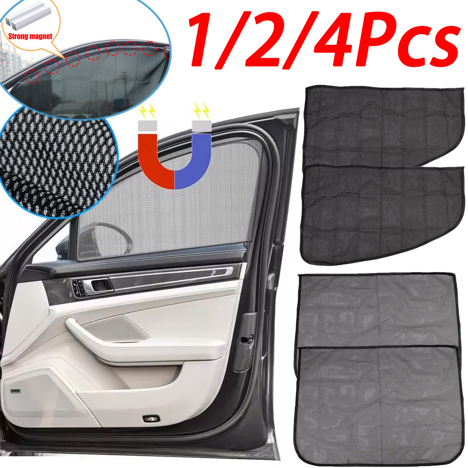 แนะนำ ผ้าม่าน 1/2/4ชิ้นแม่เหล็กรถหน้าต่างบังแดดปก/รถด้านด้านหน้าด้านหลังหน้าต่างตาข่ายผ้าม่านปก ราคาพิเศษ มีเก็บเงินปลายทาง