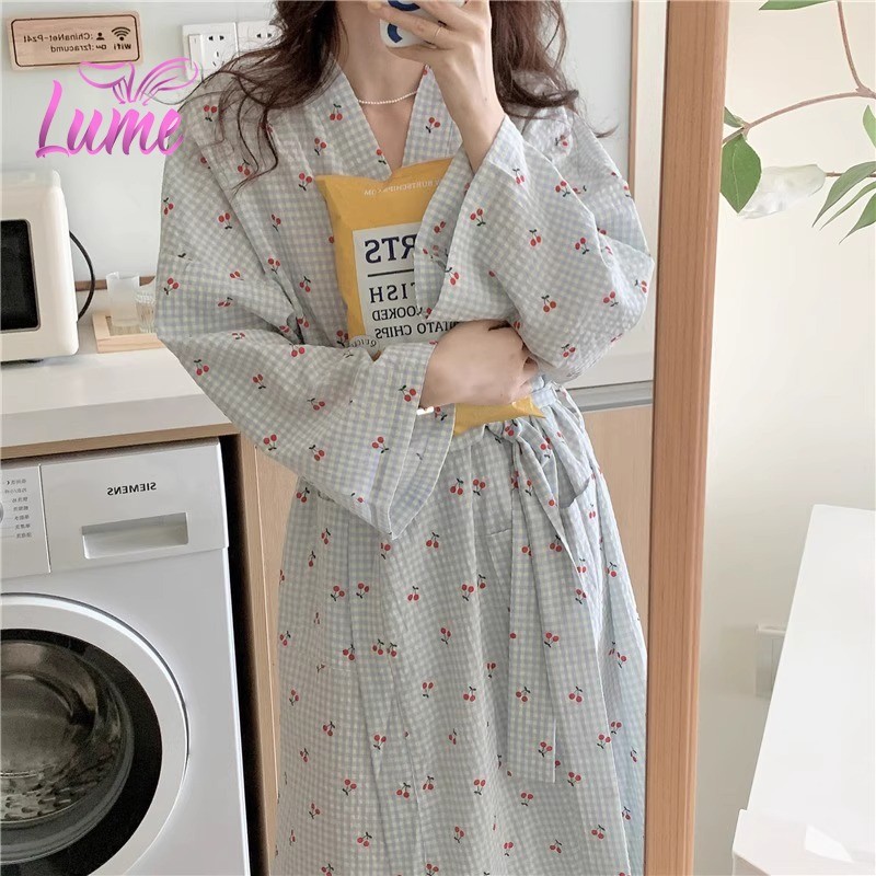 ผู้หญิงชุดนอนผ้าฝ้ายเสื้อคลุมอาบน้ําเสื้อคลุม ชุดนอน ยาวเสื้อคลุมชุดนอนเสื้อคลุมหลวม