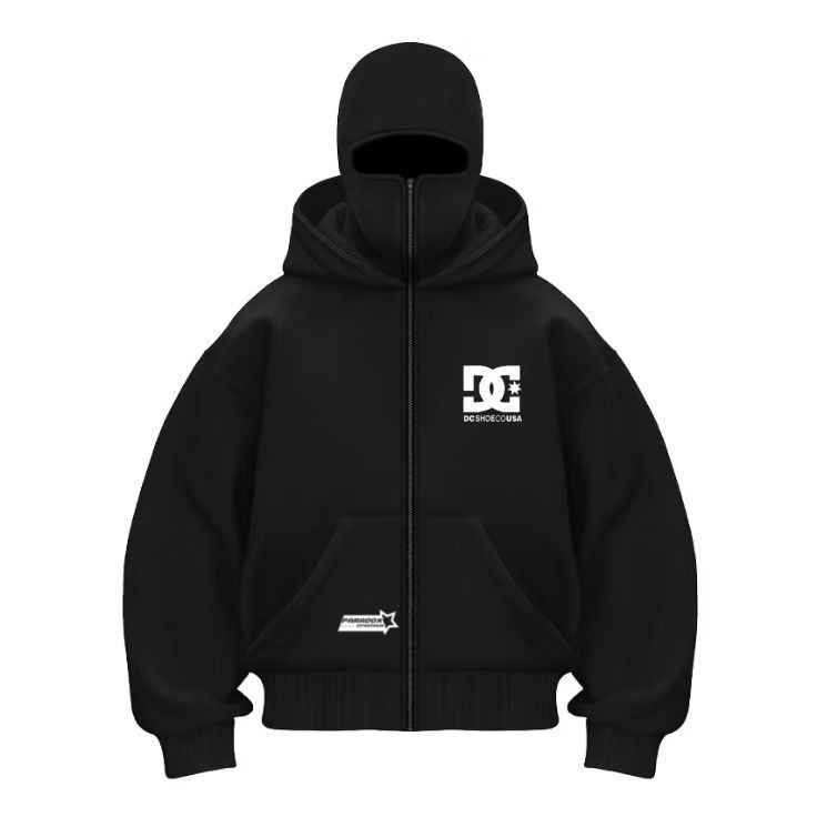 Paradox Streetwear Balaclava Jacket Ninja เสื้อกันหนาว Hoodie ผ้าฝ้าย Plece ซิป Unisex Dc สีดํา M-XX