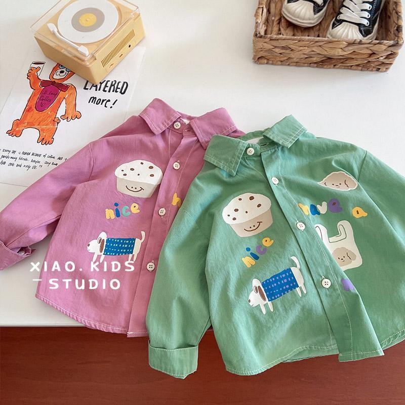 ฤดูใบไม้ผลิ เสื้อเชิ้ตแขนยาวสไตล์ใหม่สำหรับเด็กผู้ชาย ลายการ์ตูน เสื้อแจ็คเก็ตสบายๆ สำหรับเด็ก