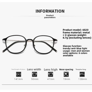 เลนส์แบบถอดเปลี่ยนได้COD (San9) เกาหลี Ultra-light TR90 Retro Round Tortoiseshell Anti-blue แว่นตา