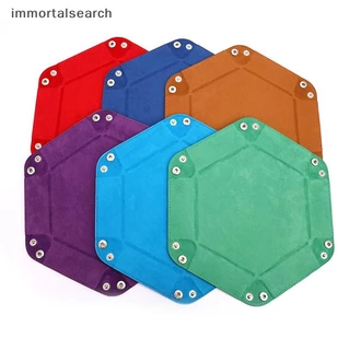 IMMO กล่องถาดลูกเต๋าพับได้หนังพับเหรียญหกเหลี่ยมถาดสี่เหลี่ยมเกมลูกเต๋า ARCH