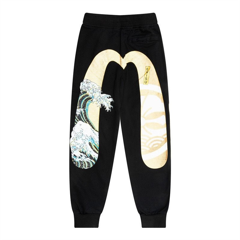 Street แฟชั่น 5v1su8 ผู้ชายและผู้หญิง Sweatpants A Wave รูปแบบกางเกงเอวยางยืดกางเกง Unisex