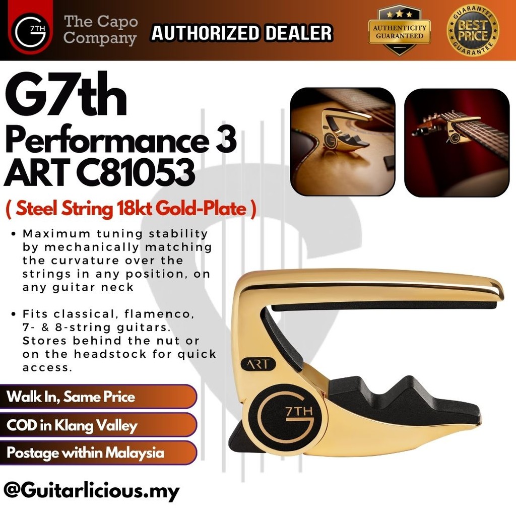 G7th Performance 3 ART ( สายเหล็ก 18kt Gold-Plate ) Capo - C81053