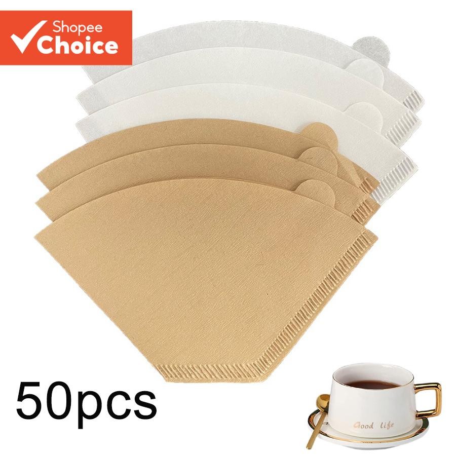 กระดาษกรองกาแฟ 1-4 ถ้วย แบบใช้แล้วทิ้ง สําหรับเทกาแฟดริป 50 ชิ้น