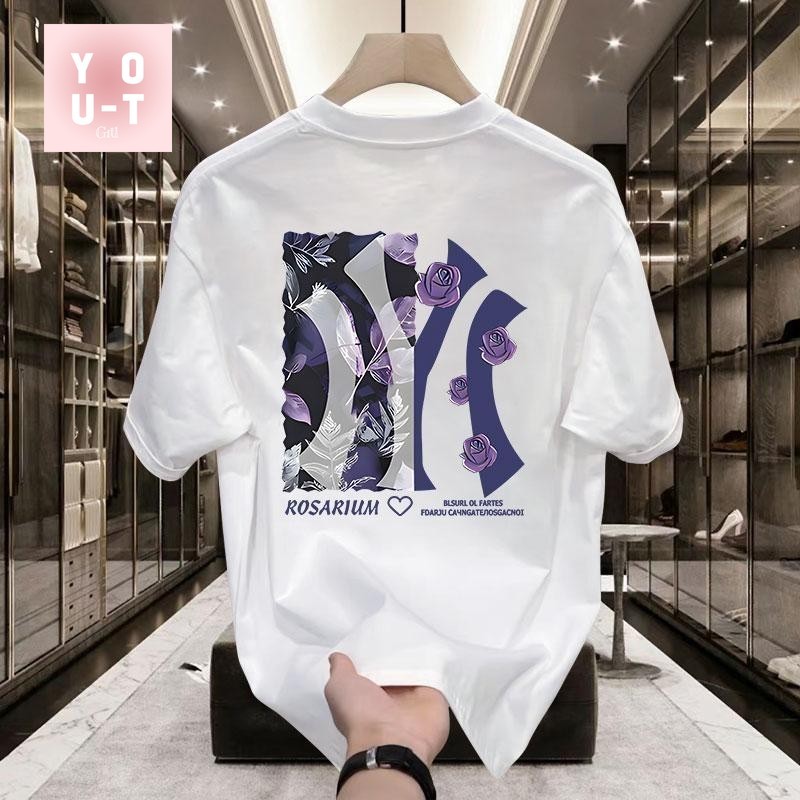 You-T [ส่งจากไทย]🚀เสื้อ oversize ผ้าcotton100% เสื้อยืดคอกลม แฟชั่นสตรีท ไม่หด ไม่ย้วย ลาย"NYflower"