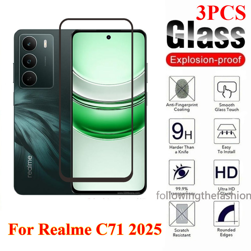 1-3 ชิ้นป้องกันกระจกสําหรับ realme C71 2025 realme C73 C75 C75x C71 4G 5G ฟิล์มกระจกนิรภัย HD Clear 