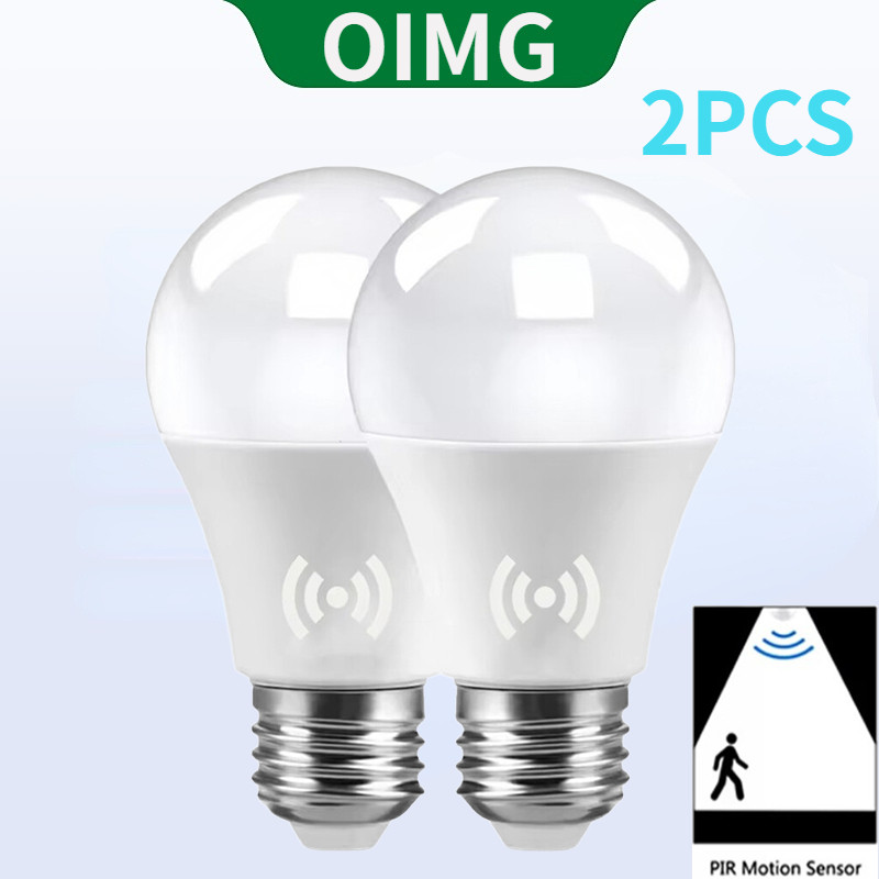 OIMG 2PCS E27 LED Radar Motion Sensor หลอดไฟ 220V แสงสีขาว 6000K การตรวจจับอินฟราเรดอัจฉริยะ Night Work 15W 12W เรดาร์หลอดไฟเหนี่ยวนํา
