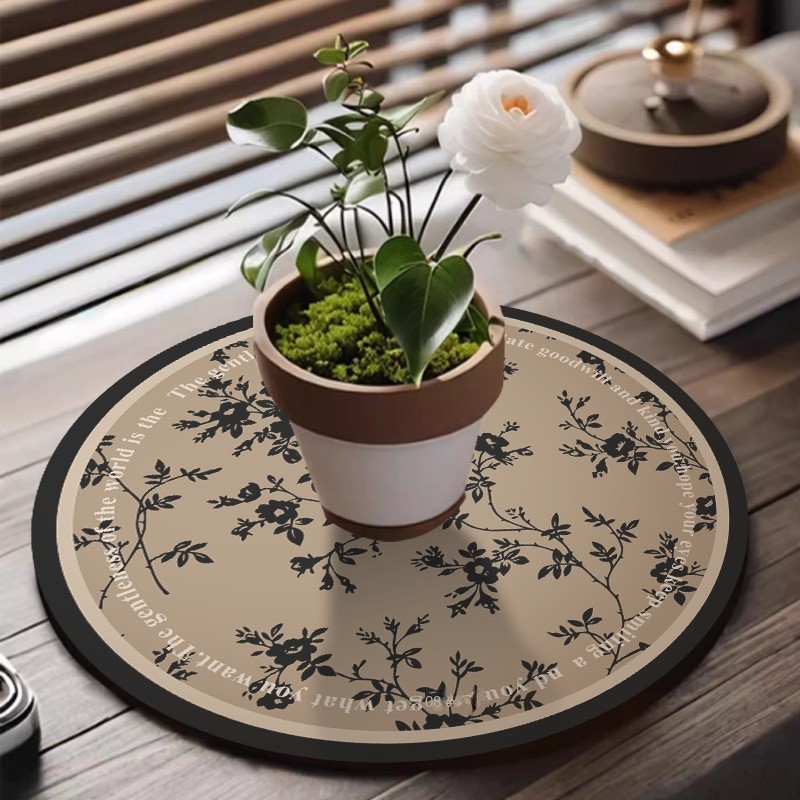 แผ่นรองแจกันสไตล์ฝรั่งเศส หนังดูดซับ หรูหรา แผ่นรองระบายน้ำบนโต๊ะ แผ่นรองกระถางดอกไม้ แผ่นรองถ้วยกาแฟแห้งเร็ว - รูปที่ 3