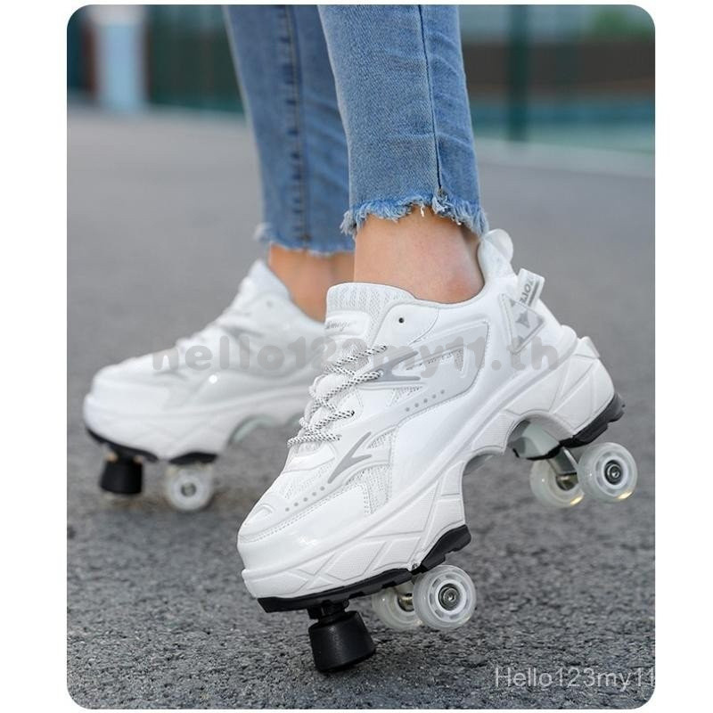 Four Wheels Rampage Shoes BRAKE Roller skate Shoes with Retractable Wheels Adult Walking skate Shoes