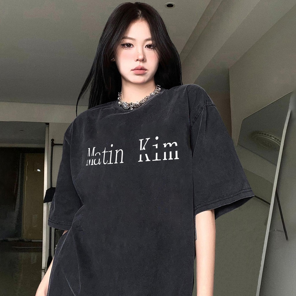 Top.basic 🔥เสื้อเกาหลี"Matin Kim" พิมพ์ลาย เสื้อเขียว ผู้ชายผู้หญิง ผ้าCOTTON โคตรนุ่ม OVERSIZEเสื้อคอกลม unisex
