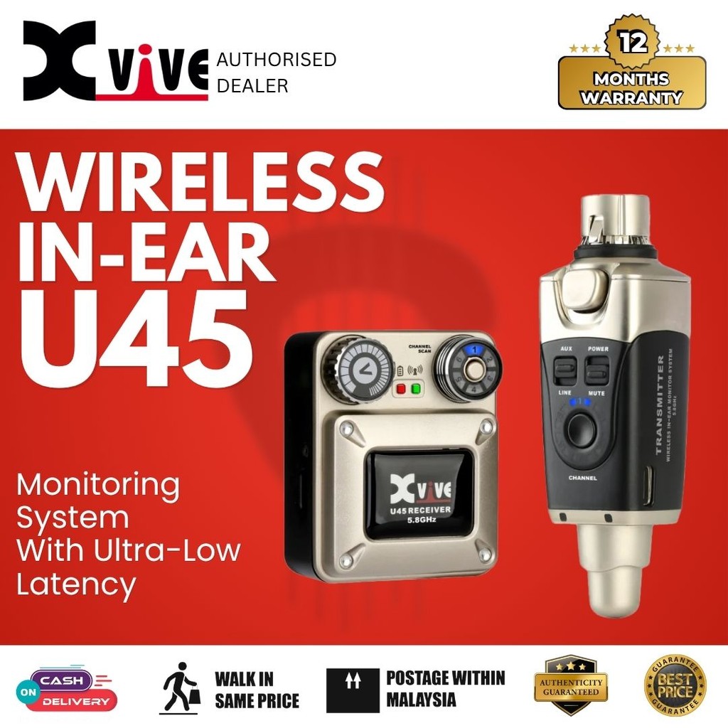 Xvive U45 5.8GHz ระบบตรวจสอบอินเอียร์ไร้สายพร้อม Latency ต่ําเป็นพิเศษ ( U45R U45T U45R2 U45R4 U45T9