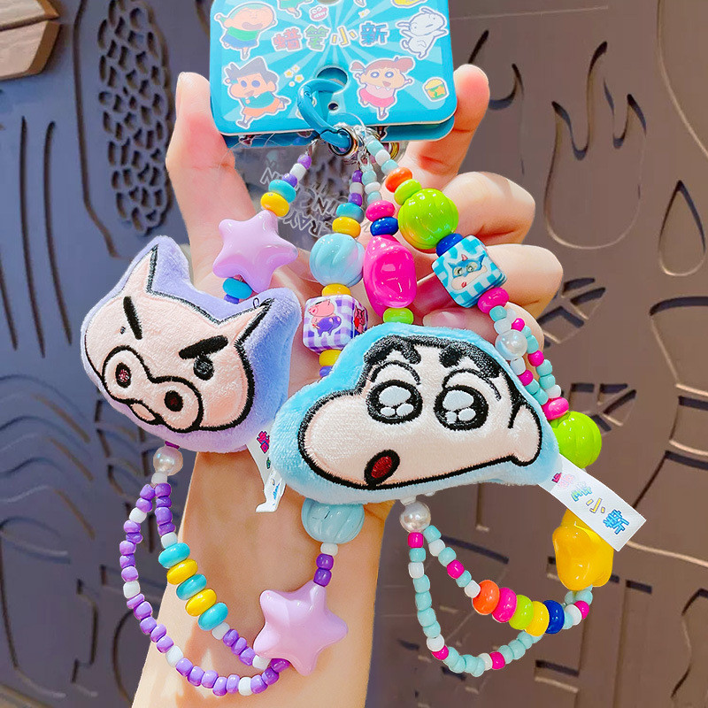 ของแท้เครยอนชินจังตุ๊กตาโทรศัพท์ลูกปัดโซ่พวงกุญแจการ์ตูนน่ารักตุ๊กตาตุ๊กตาจี้