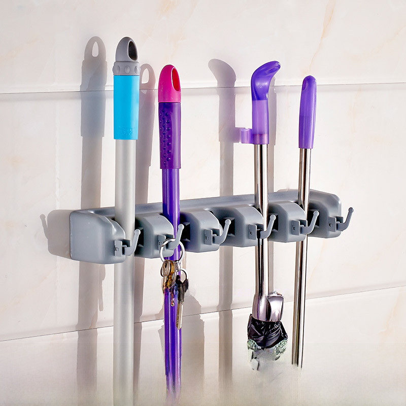 มัลติฟังก์ชั่น ABS Mop Rack Storage Broom Mop Rack ร่ม Hook Worker