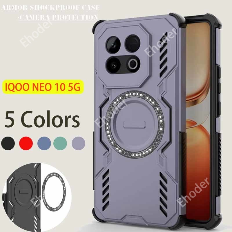 ปลอกสําหรับ iQOO Neo 10 5G 2025 เคสโทรศัพท์เกราะกันกระแทกไร้สายชาร์จแม่เหล็ก Hard สําหรับ iQOONeo10 