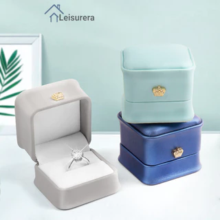 ✨กล่องบรรจุแหวน กล่องใส่เครื่องประดับมงกุฎ กล่องของขวัญแหวนหนัง PU ระดับไฮเอนด์🍀