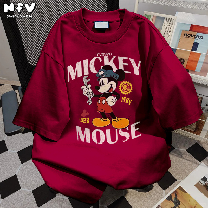 NFV แฟชั่นเกาหลี🎀เสื้อยืดแขนสั้นคอกลม ลายพิมพ์การ์ตูนมิกกี้เมาส์ ใส่สบาย ทรงหลวม ผ้าฝ้ายแท้ YG535 - รูปที่ 2