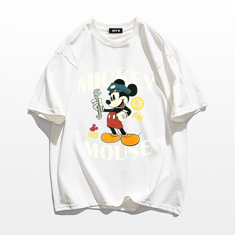 NFV แฟชั่นเกาหลี🎀เสื้อยืดแขนสั้นคอกลม ลายพิมพ์การ์ตูนมิกกี้เมาส์ ใส่สบาย ทรงหลวม ผ้าฝ้ายแท้ YG535 - รูปที่ 7