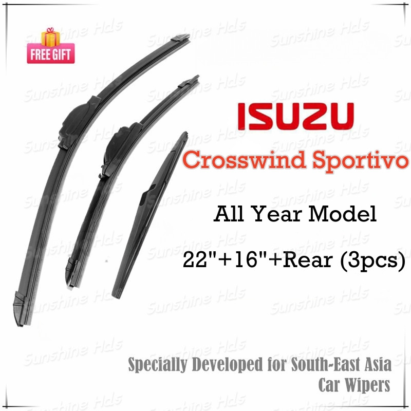 (หน้า+หลัง 3 ชิ้น) ชุดใบปัดน้ําฝน ISUZU Crosswind Sportivo สําหรับทุกรุ่น CW SUV XUV Car Window Wipe