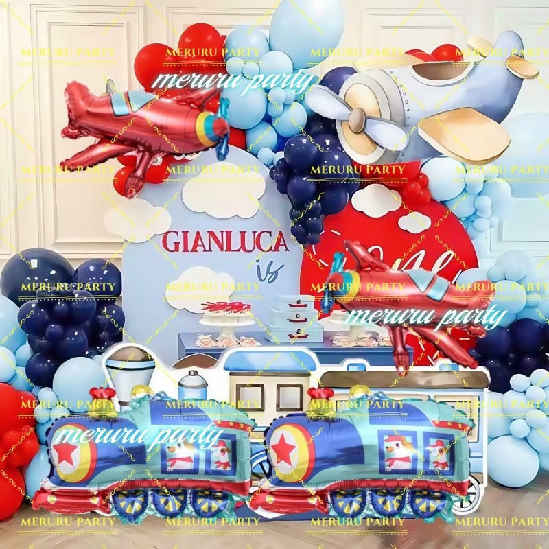 Construction Airplane Theme Balloon Arch Set Blue Red Latex Balloon Baby Shower Birthday Party Needs