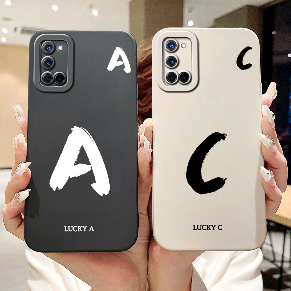 สําหรับ Oppo A52 A72 A92 Lucky จดหมายเริ่มต้นเคสโทรศัพท์ Oppo A52 A72 A92 4G เลนส์ป้องกันซิลิโคนอ่อนนุ่มกรณี