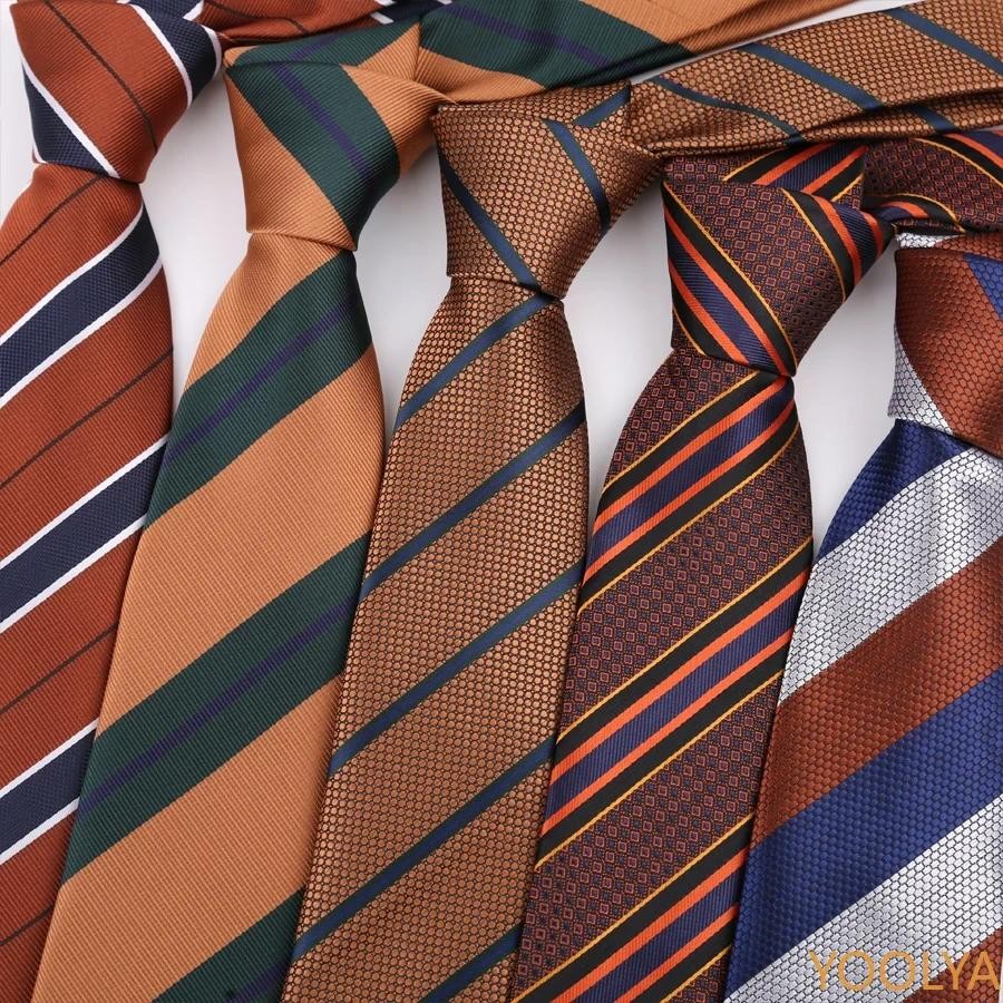 ใหม่ 8 ซม.Mens Tie เนคไทสีส้มสี Ties สําหรับ Man เจ้าบ่าว Jacquard คอ Tie สําหรับผู้ชายธุรกิจ