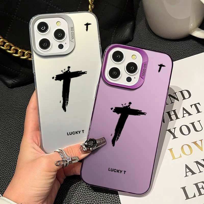 สต๊อกไทย เคสสำหรับไอโฟน11 ตัวอักษรTที ทีเชอะ เคสป้องกันมือถือ for IPhone 13 12 7Plus 14 15 11Pro MAX XR XS XSMAX SE2020 - รูปที่ 2