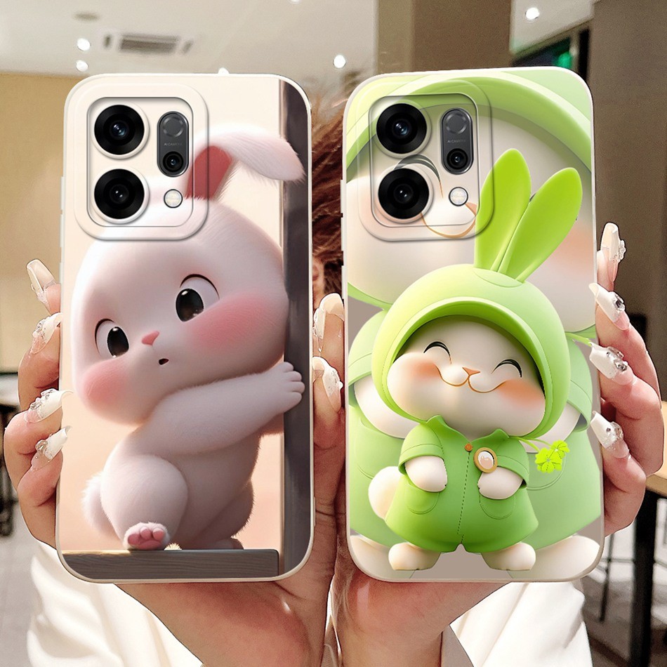 สําหรับ OPPO Reno14 5G / Reno14 Pro ใหม่น่ารักกระต่ายแมวการ์ตูนปลอก Reno 14 14Pro เลนส์ป้องกันซิลิโคนอ่อนนุ่มเคสโทรศัพท์