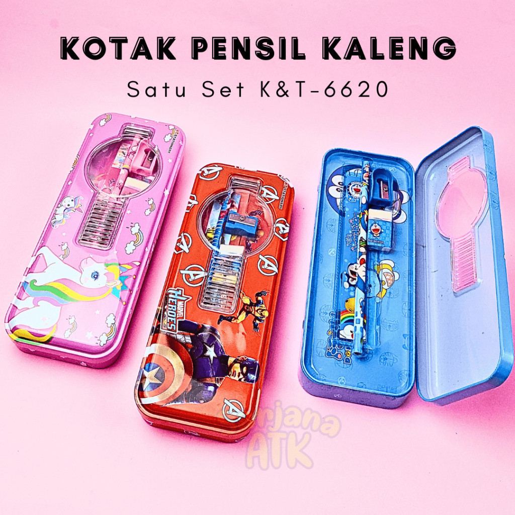 กล่องดินสอ / Tin Pencil Case Set Funcy Motif / Tin Pencil Case One Set Stationery