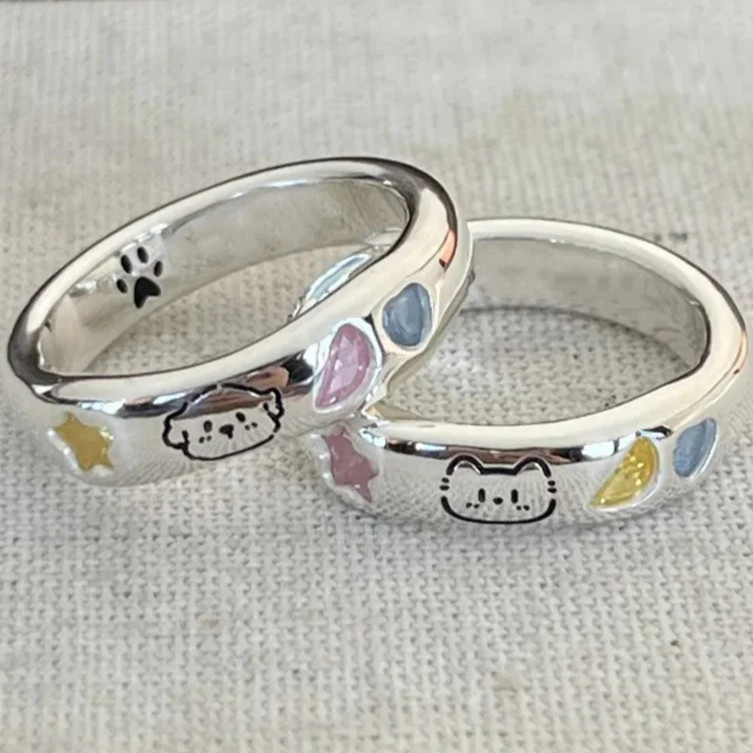 น่ารักแมวสุนัขสัตว์แหวนคู่-ใหม่แฟชั่นงบคนรักแหวน-วันวาเลนไทน์พรรคเครื่องประดับของขวัญ