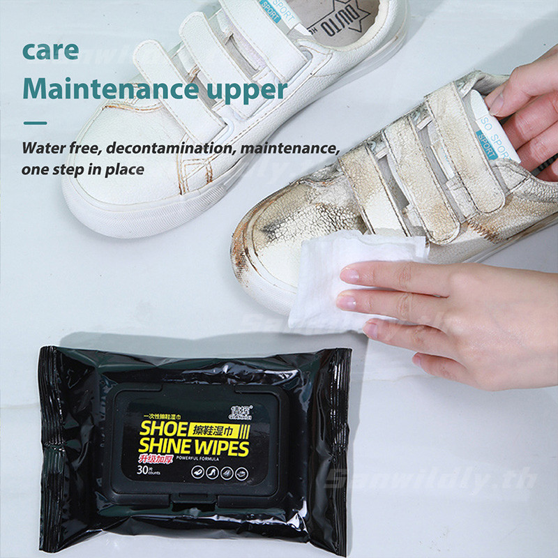 💕SW💕 ผลิตภัณฑ์ดูแลทำความสะอาด Premium White Shoe Clean Wipes สำหรับรองเท้าผ้าใบ Quick Wipes ถูกสุดๆ