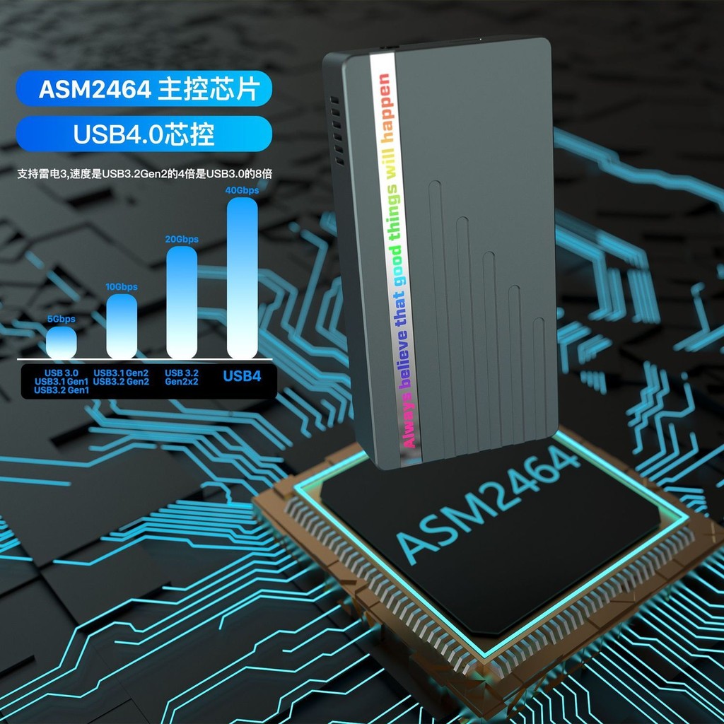 M.2 กล่องฮาร์ดดิสก์ JHL7440 Thunderbolt 3USB4 Solid ความเร็วสูง 40G พัดลมอ่านหนังสือภายนอก Cooling 2