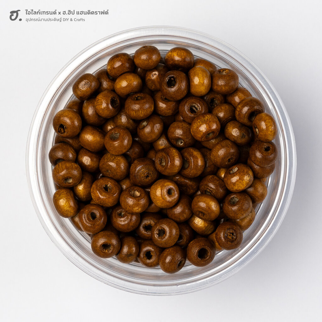 ลูกปัดไม้แท้ ทรงกลมสีน้ำตาล Medium Wood Rounds