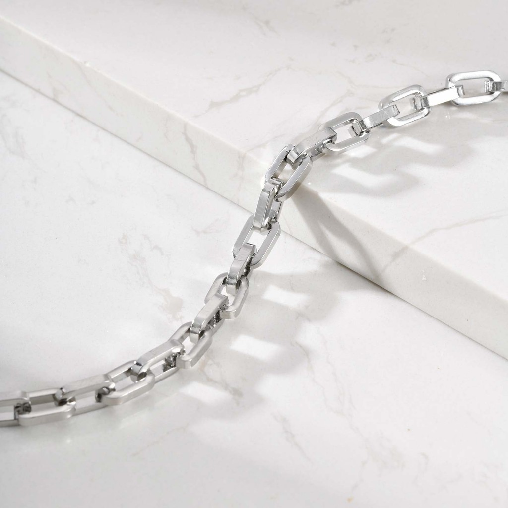 Vnox Handmade Link Chain สร้อยข้อมือสําหรับชาย,สแตนเลสกันน้ําไม่ซีดจาง Square Geometric Links สายรัดข้อมือเครื่องประดับข - รูปที่ 4