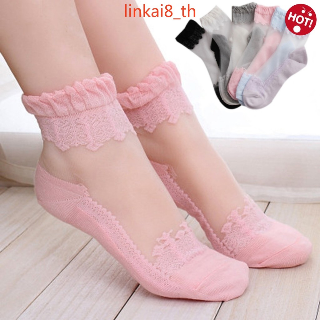 Loli Baroque Soft Girl Lace Lace Transparent Stocking Glass Stocking Short Stocking Stacking Stockin