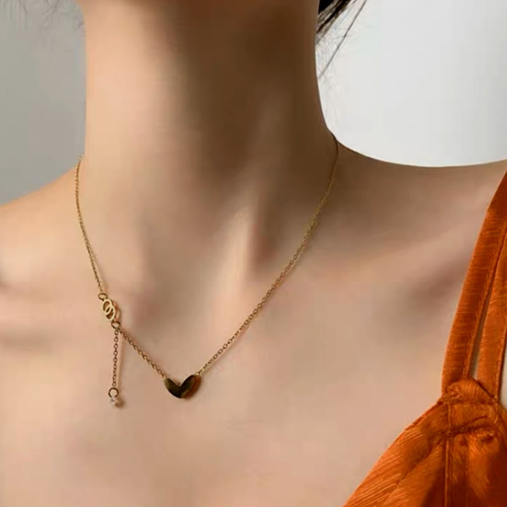 URPALS สร้อยหัวใจ สร้อยคอ Stainless พร้อมจี้หัวใจ ชุบทอง 18K ใส่อาบน้ำ ออกกำลังกายได้