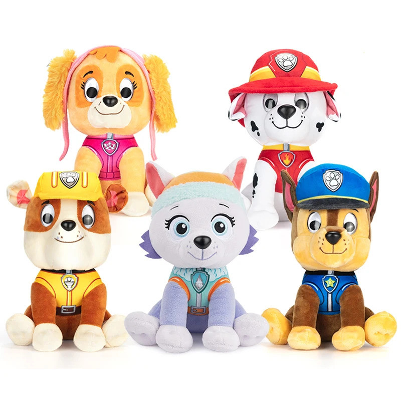 Genuine Paw Patrol Plush Stuffed Animal 5 Characters 9 inch 22.9cm Chase Rubble Marshall Skye Patrul