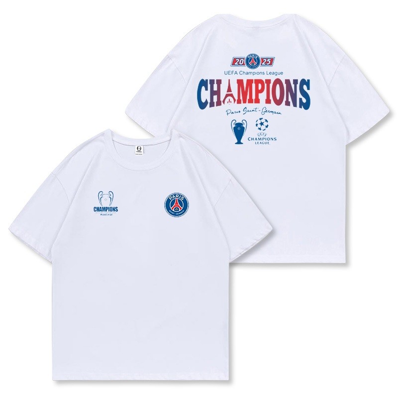 2025 Paris Saint Germain Champions League Victory Commemorative Football Fan Uniform Men's Short Sle