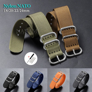 ไนลอน NATO นาฬิกา 18 มม.20 มม.22 มม.24 มม.Universal Ribbed ผ้าใบ Zulu สายคล้อง One Loop สร้อยข้อมือทหารกีฬาเข็มขัดผ้าผู้ชายผู้หญิงสายรัดข้อมือ