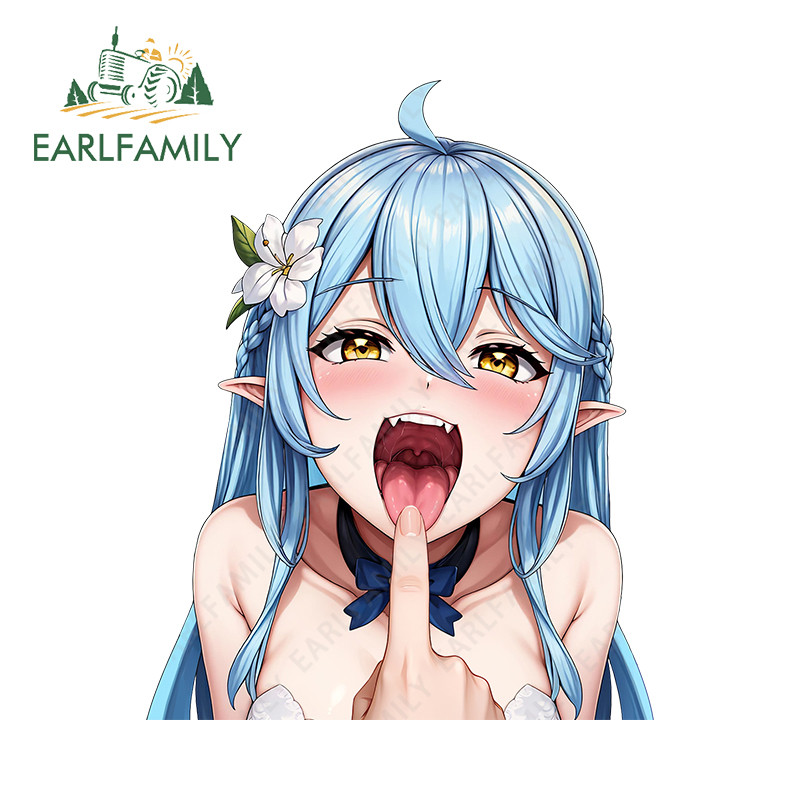 EARLFAMILY Ahegao Face สติกเกอร์รถบุคลิกภาพ Amusing กันน้ํา Scratch-Proof Decals เหมาะสําหรับรถจักรยานยนต์กระดานโต้คลื่นแล็ปท็อปกระเป๋าเดินทาง Trunk