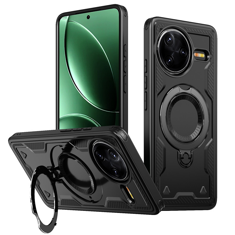 สําหรับ Xiaomi Redmi K80 Pro, K80, POCO F7 ULtra กรณี ELVEV Soft TPU Hard PC Anti-bump ดูดโทรศัพท์พร้อมแหวนขาตั้ง