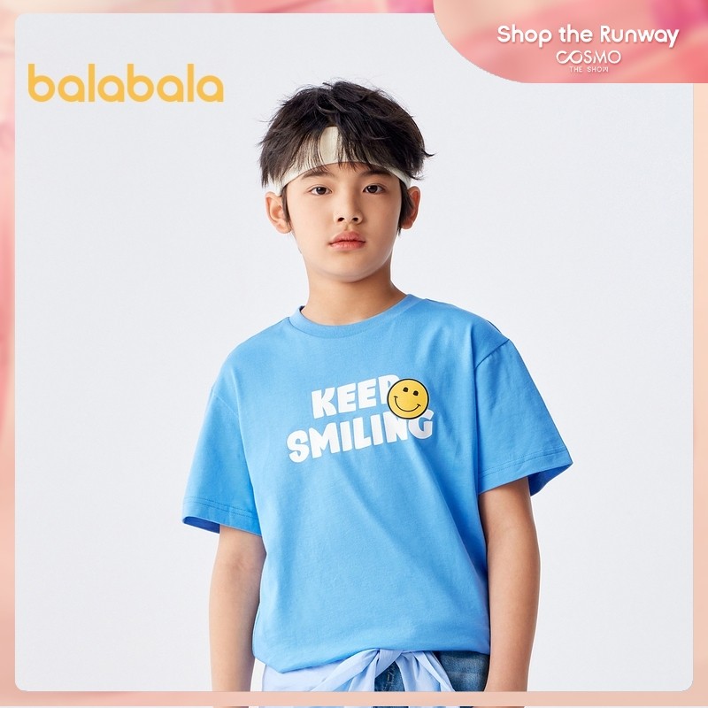 Balabala เสื้อยืดผ้าฝ้ายแขนสั้นสำหรับเด็ก ฤดูร้อน 2024