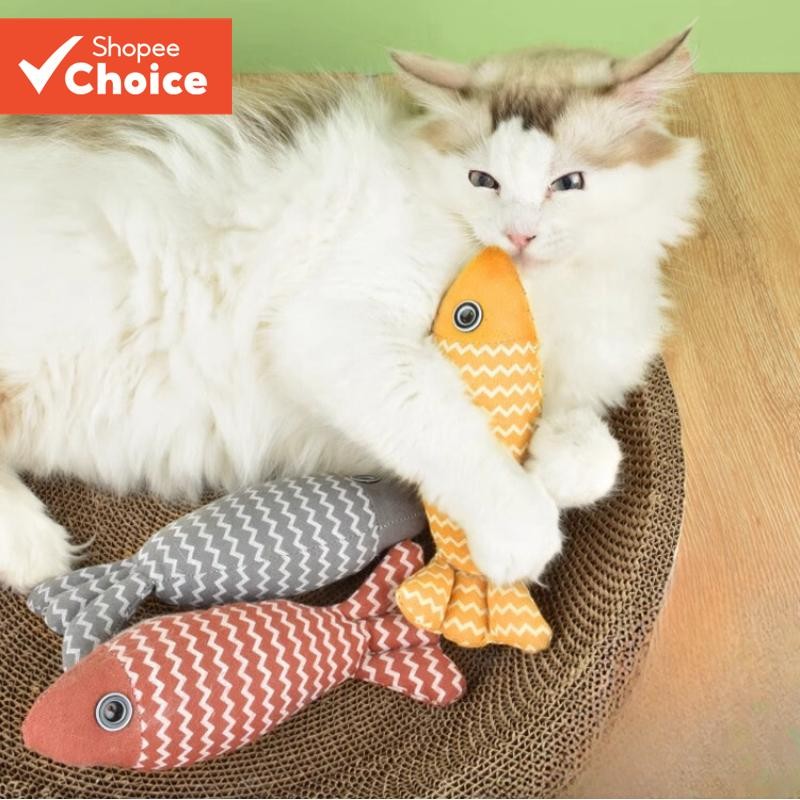 CatFun 2025 ของเล่นแมวปลา Self-Playing Catnip ของเล่นตุ๊กตา Interactive ลูกแมวลูกสุนัข Chew ของเล่นสําหรับแมว​