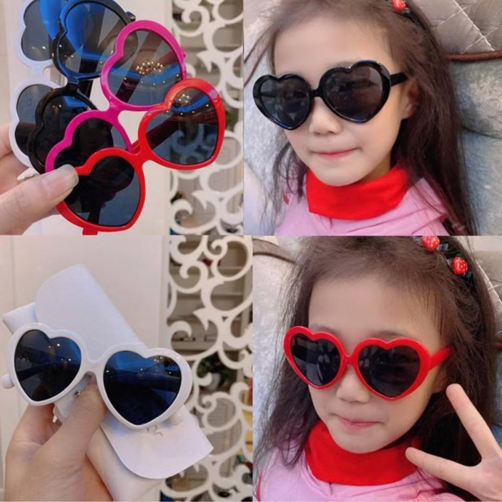 แว่นกันแดดเด็ก ทรงหัวใจ สีสดใส น่ารัก น้ำหนักเบา ใส่ได้ทั้งเด็ก-ผู้ใหญ่ ฟรีซอง+ผ้าเช็ดรุ่นแฟชั่นสุดน่ารัก271