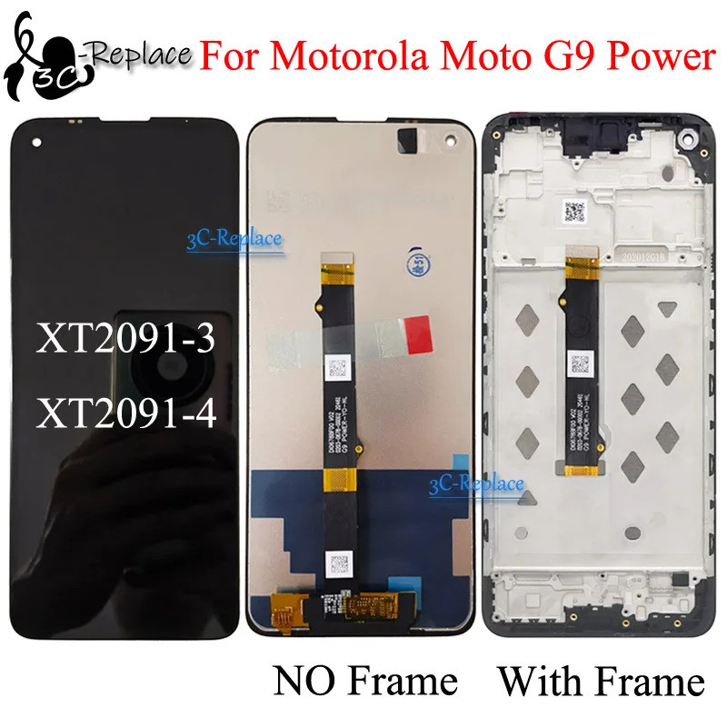 สีดํา 6.8 นิ้วสําหรับ Motorola Moto G9 Power XT2091-3 XT2091-4 จอแสดงผล LCD Touch Panel Digitizer As