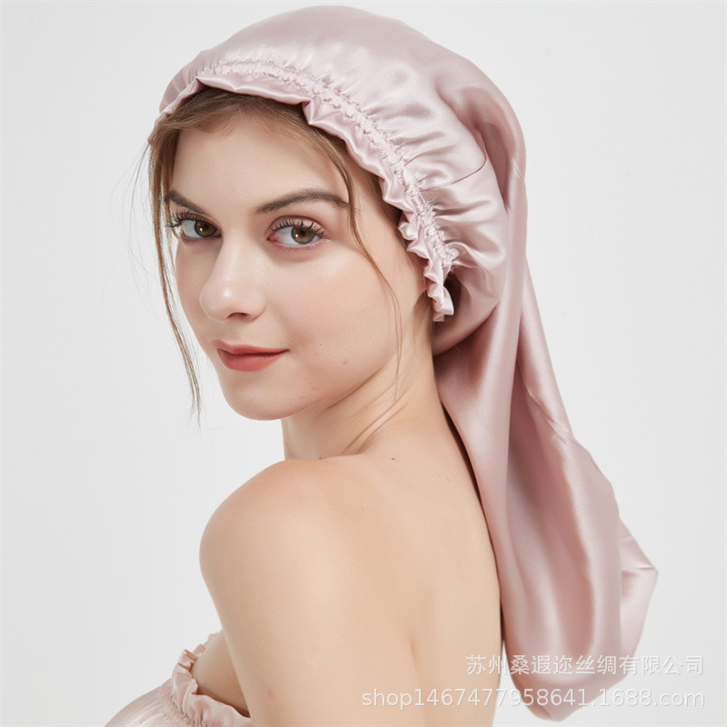 100% Mulberry Silk Night Bonnet sleeping cap Pure Silk Sleep cap hair care for fizzy hair Nightcap 1