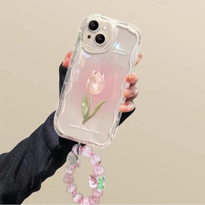 ทิวลิปหมีดอกไม้การ์ตูนสําหรับHuawei P30 Pro P40 Lite Pura 70 Pro Y9S Nova 10 13 5T 7i 9 Y70 Y90 11 7 12 SE Y91 Y7A Y9 Prime 2019 โซ่นุ่มTPUฝาครอบโทรศัพท์กรณี