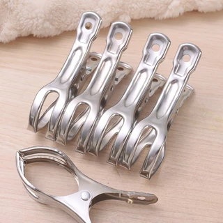 [HGB]คลิปหนีบไม้แขวนเสื้อสแตนเลส 12 ชิ้น | ที่หนีบผ้ากันลมสําหรับตากผ้าคลิปหนีบโลหะอเนกประสงค์พร้อมที่จับที่ปลอดภัยสําหรับใช้ในบ้าน/กลางแจ้ง